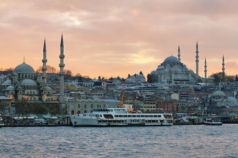 Istanbul skyline at sunset