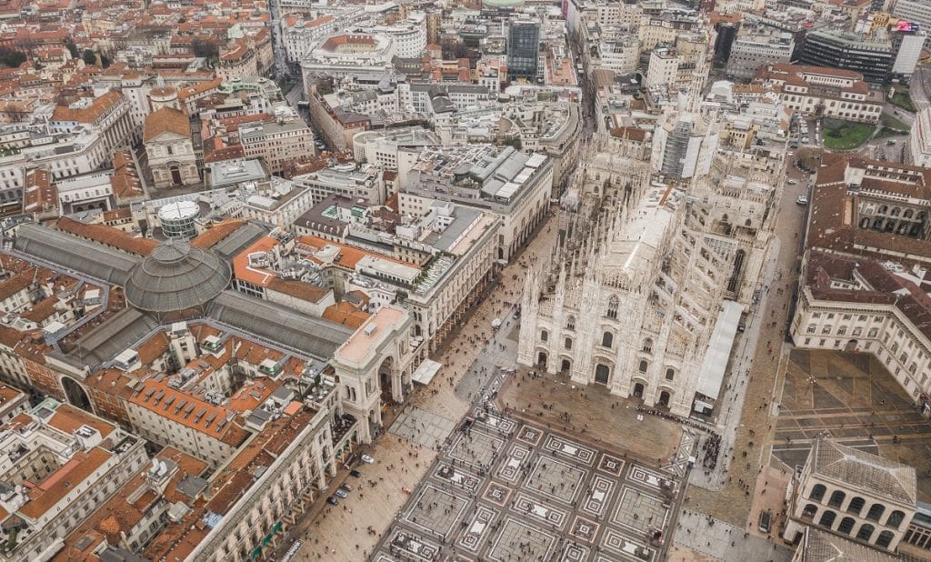 Aerial view of Duomo di Milano