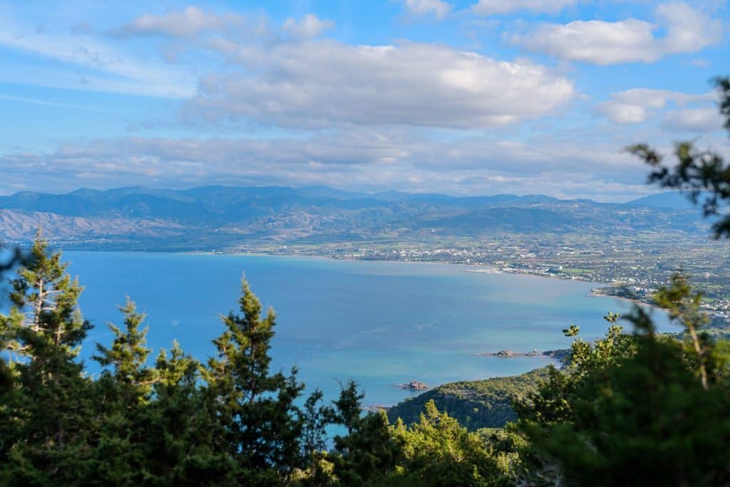 View to Cyprus from Aphrodite Trail on mountain in Akamas nature reserve