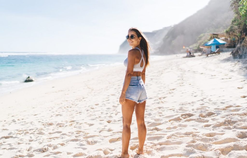 Cheerful Female Smiling while on vacation